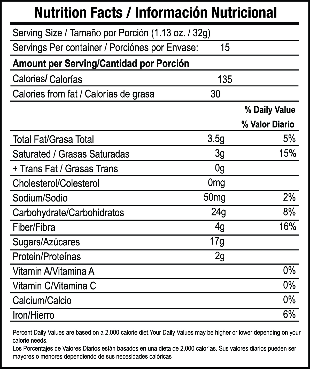 Chocolate Caliente nutrition facts